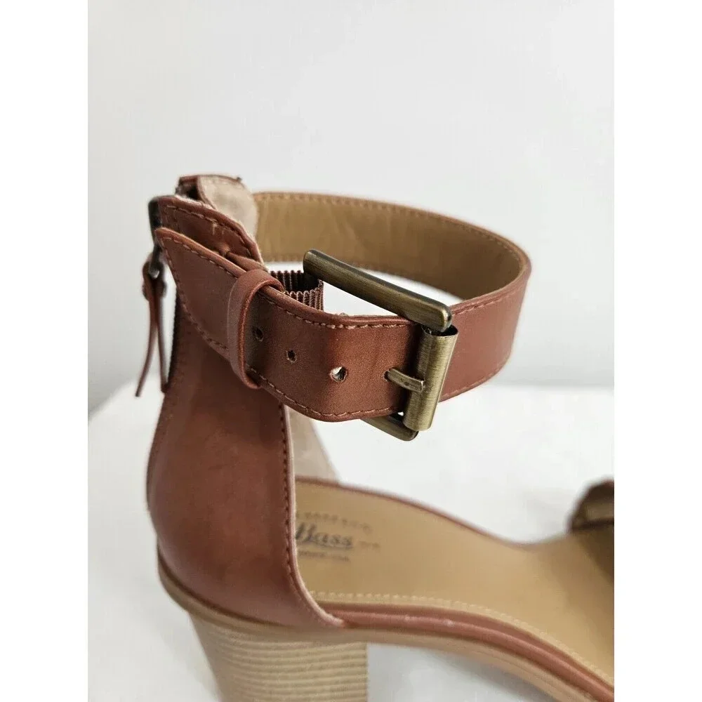 BASS Perri Sandals Womens Size 9M Brown Chunky Heel Ankle Strap Braided - Picture 10 of 11